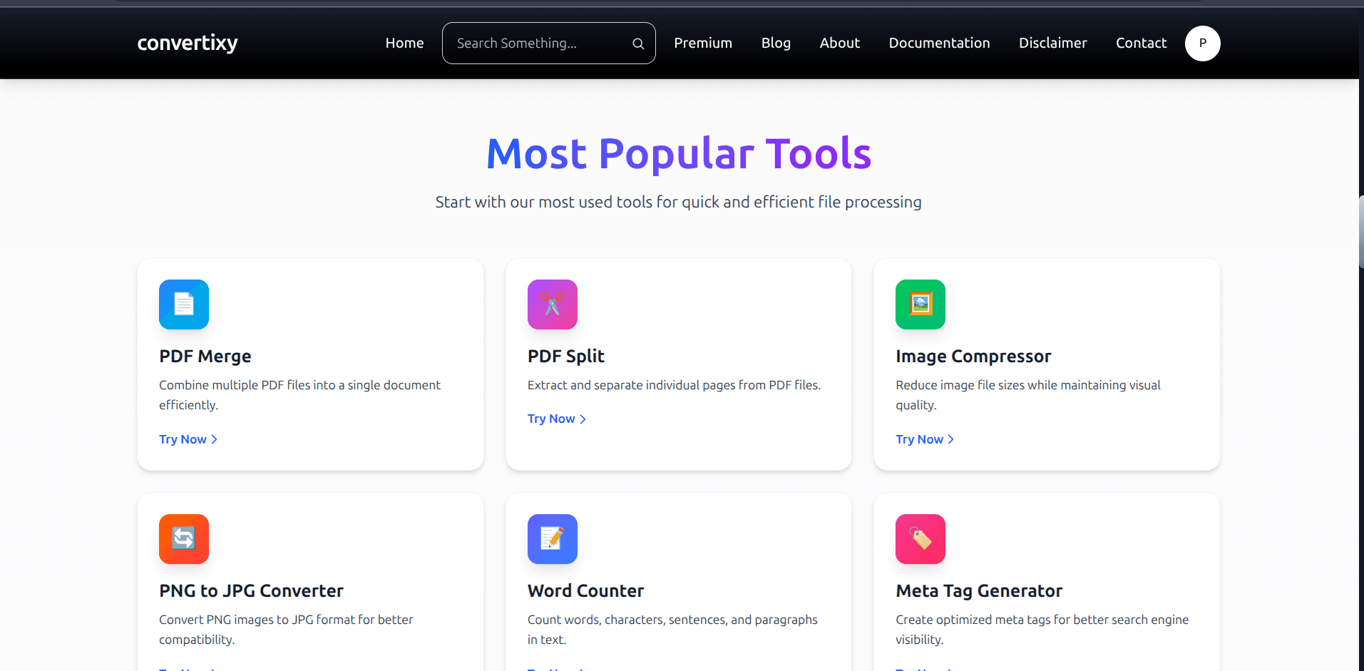 Convertixy website feature screen