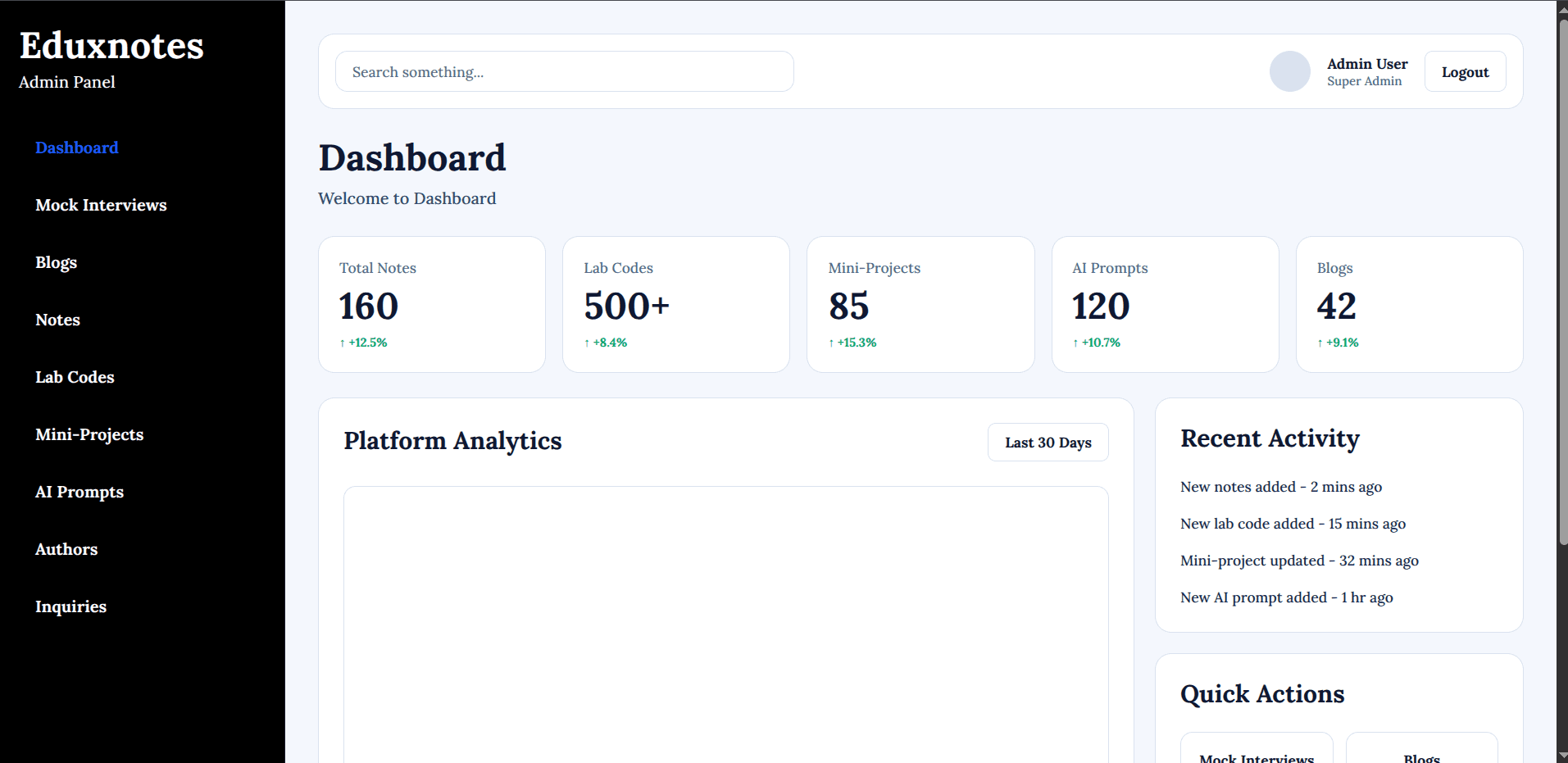 Eduxnotes student experience screen